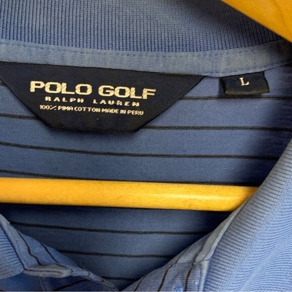 Polo Ralph Lauren Blue Striped Kapalua Short Sleeve Polo Golf Shirt Size L - Picture 5 of 9